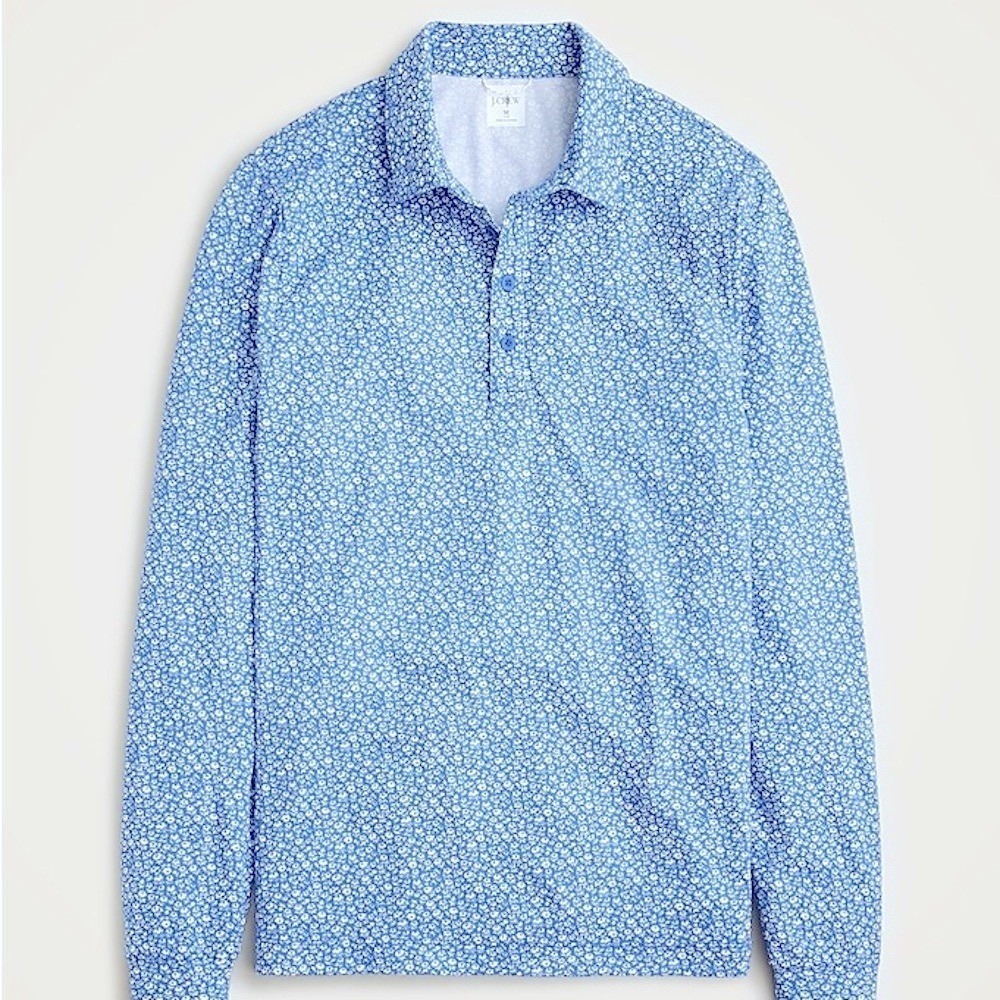 J.‎ Crew Long Sleeve Performance Polo Shirt COOLMAX Technology Men's XL Blue